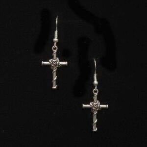 Retro náušnice s krížikom s ružou